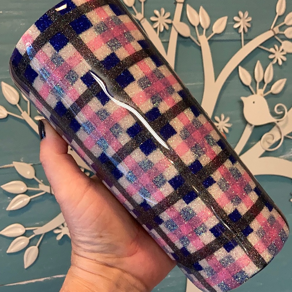 Plaid Glitter tumbler example